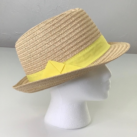 Scala Pronto Fedora Paper Hat with Yellow Band Unisex Size OS EUC - Picture 10 of 16